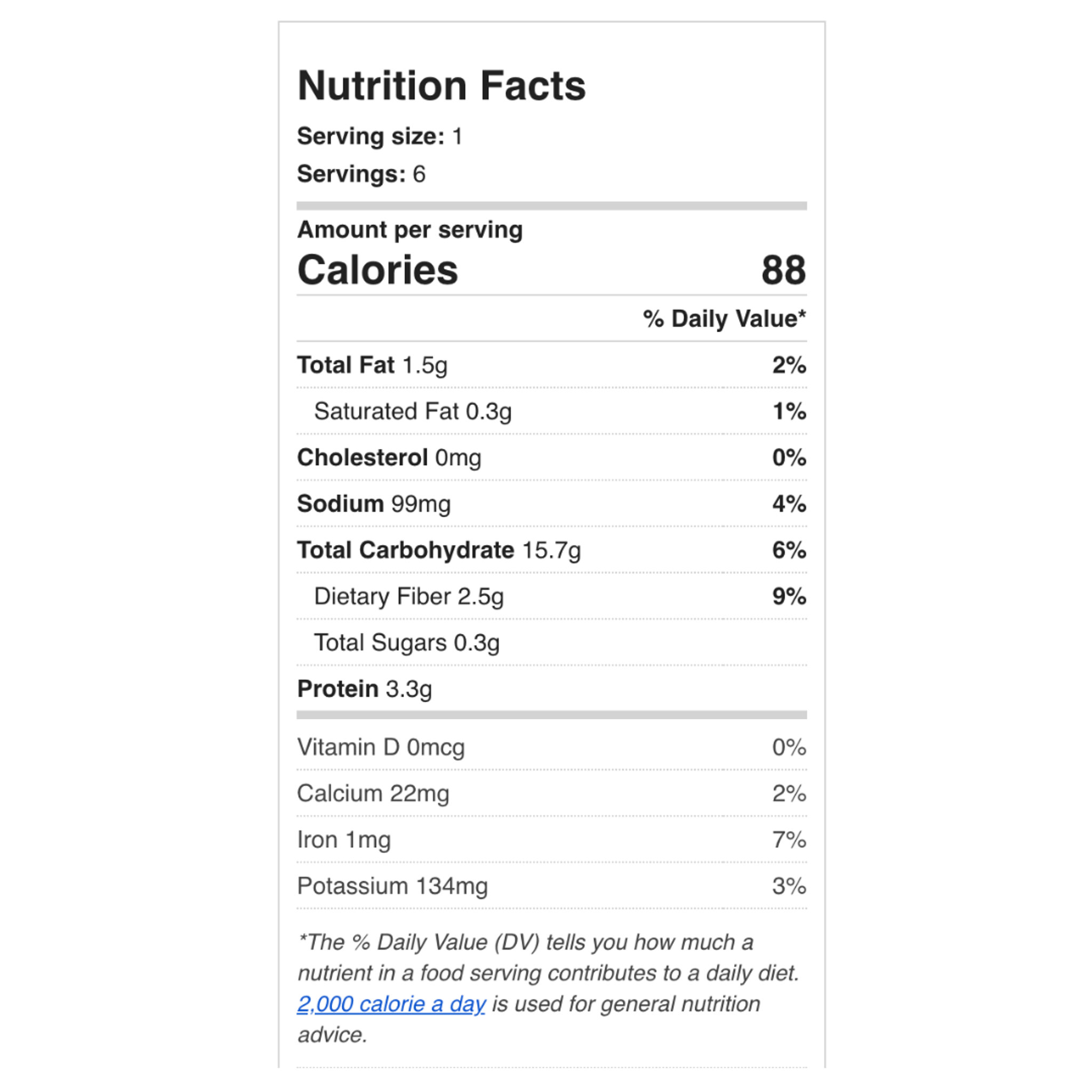 nutrition facts