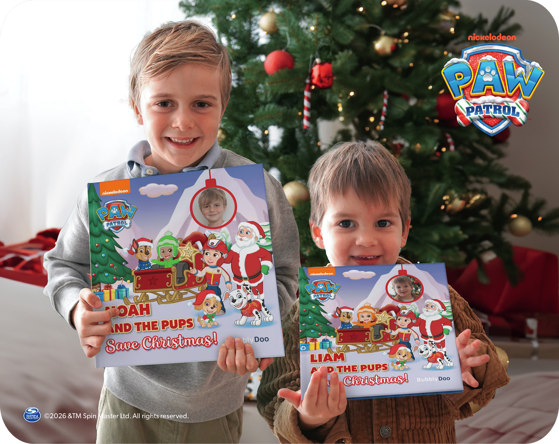 Your child, the PAW Patrol, and Santa together in one book!