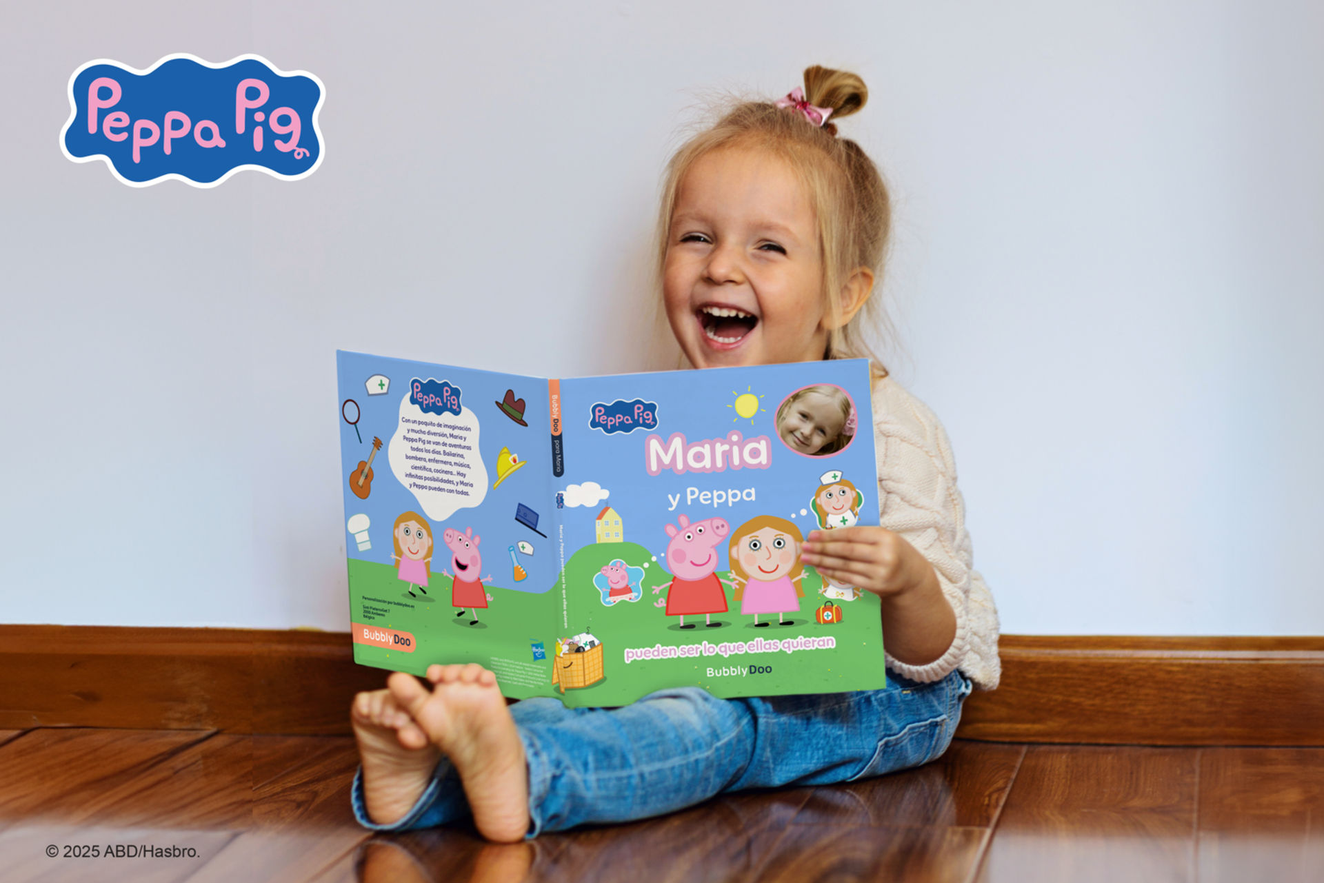 Tu hija o hijo y Peppa Pig, juntos en un libro