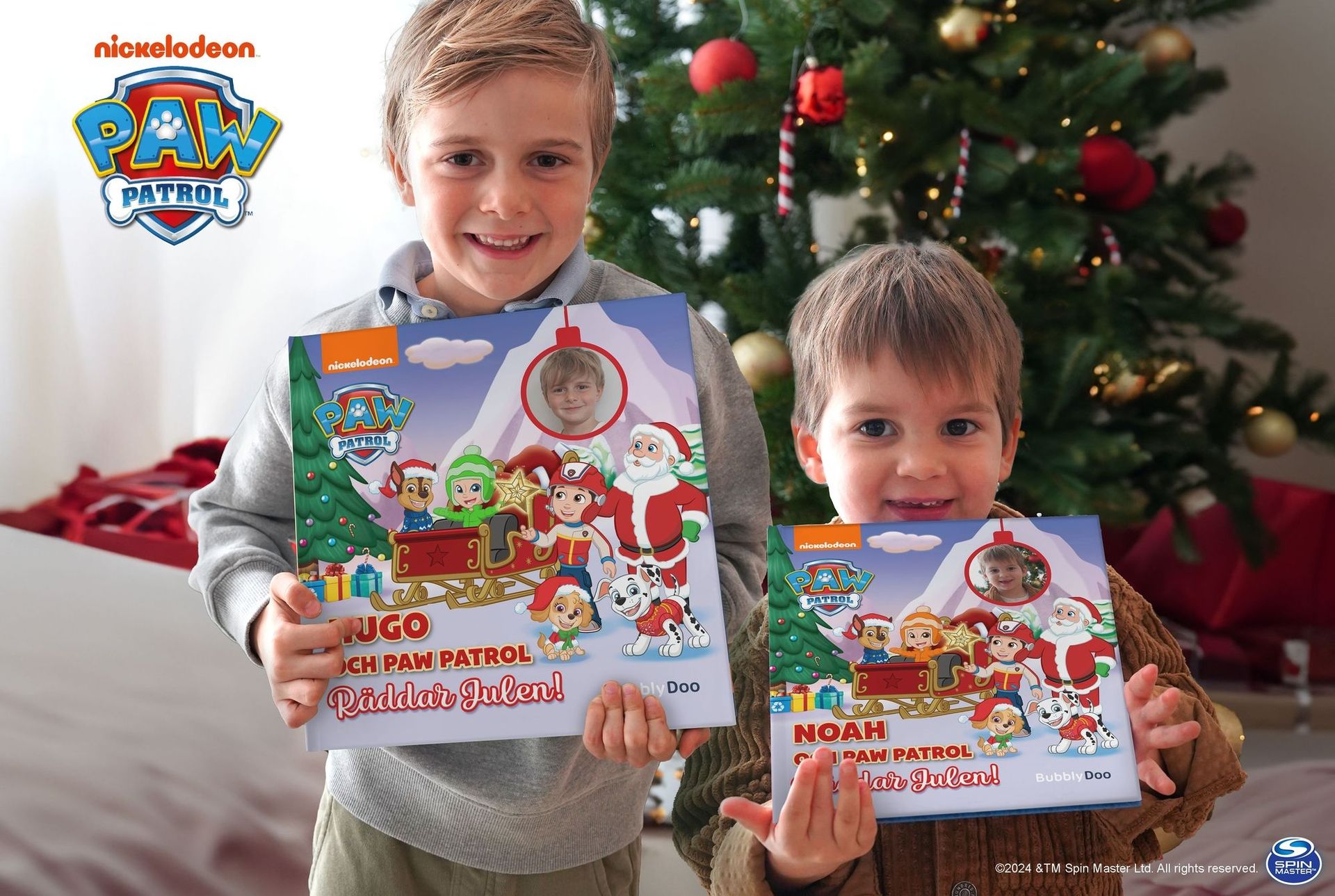 En bok med ditt barn, PAW Patrol och jultomten!