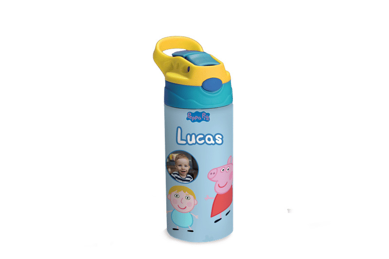 Borraccia Peppa Pig Sport Per Bambini 410ml Con Cannuccia - Infrangibile E Antiperdita