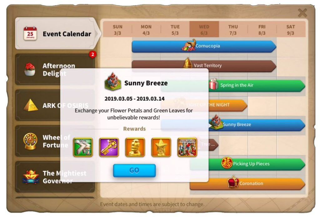 Обновление 1.0.17: Весенние цветы 686 Календарь событий