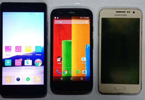 Buy Combo of Used Motorola Moto G 1st Gen + Gionee Marathon M3 + Samsung Galaxy A3