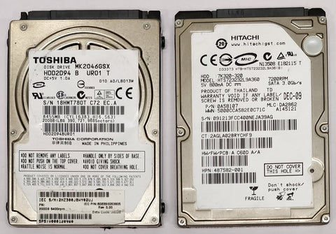 Buy Combo of HITACHI 320GB HDD and TOSHIBA 200GB HDD For Laptop