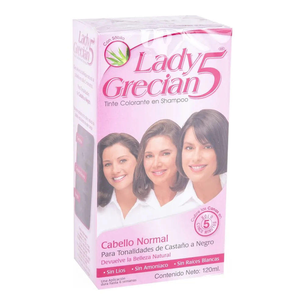 Imagen de Lady Grecian 5 120 ml Tinte en Shampoo Castaño a Negro