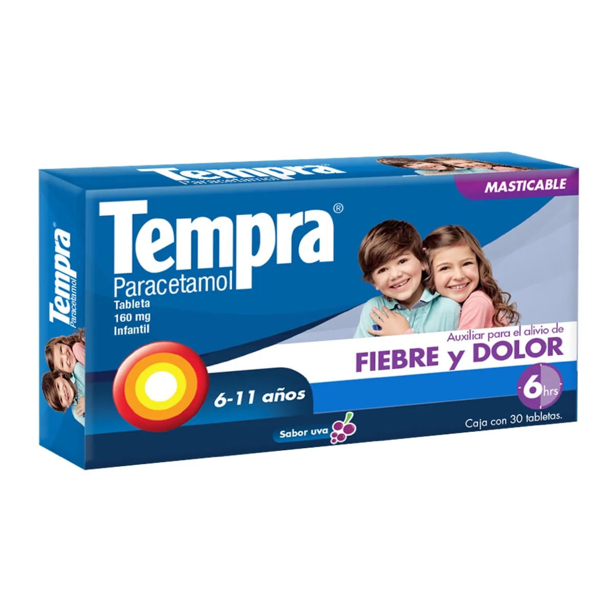 Imagen de Tempra Sabor Uva Masticable