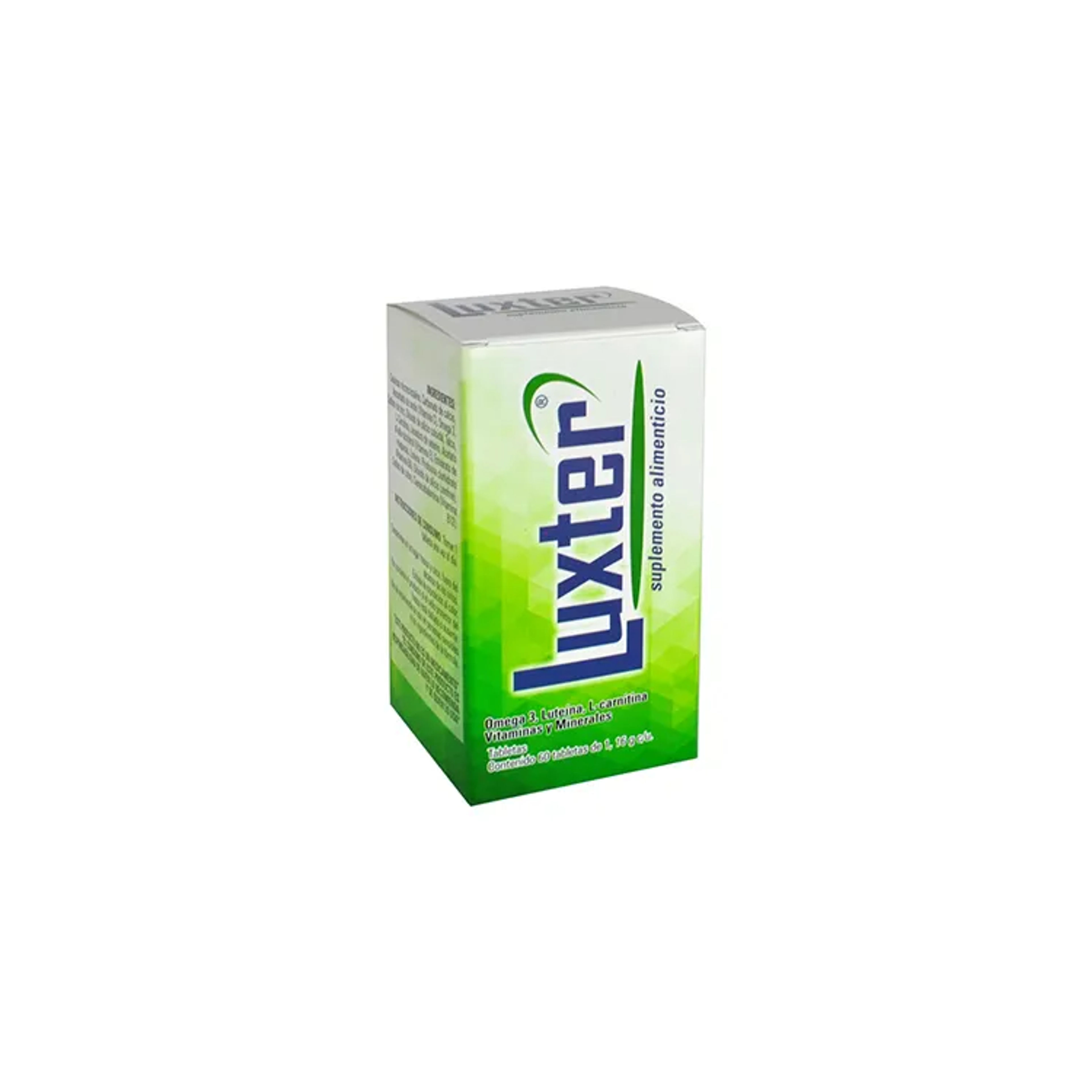 Luxter Omega 3, Lutena, L-Carnitina, Vitaminas, Minerales (Sophia) Tabletas 60 tabletas (1 frasco) | BuscaMed Luxter Omega 3, Lutena, L-Carnitina, Vitaminas, Minerales (Sophia) Tabletas 60 tabletas (1 frasco) | BuscaMed
