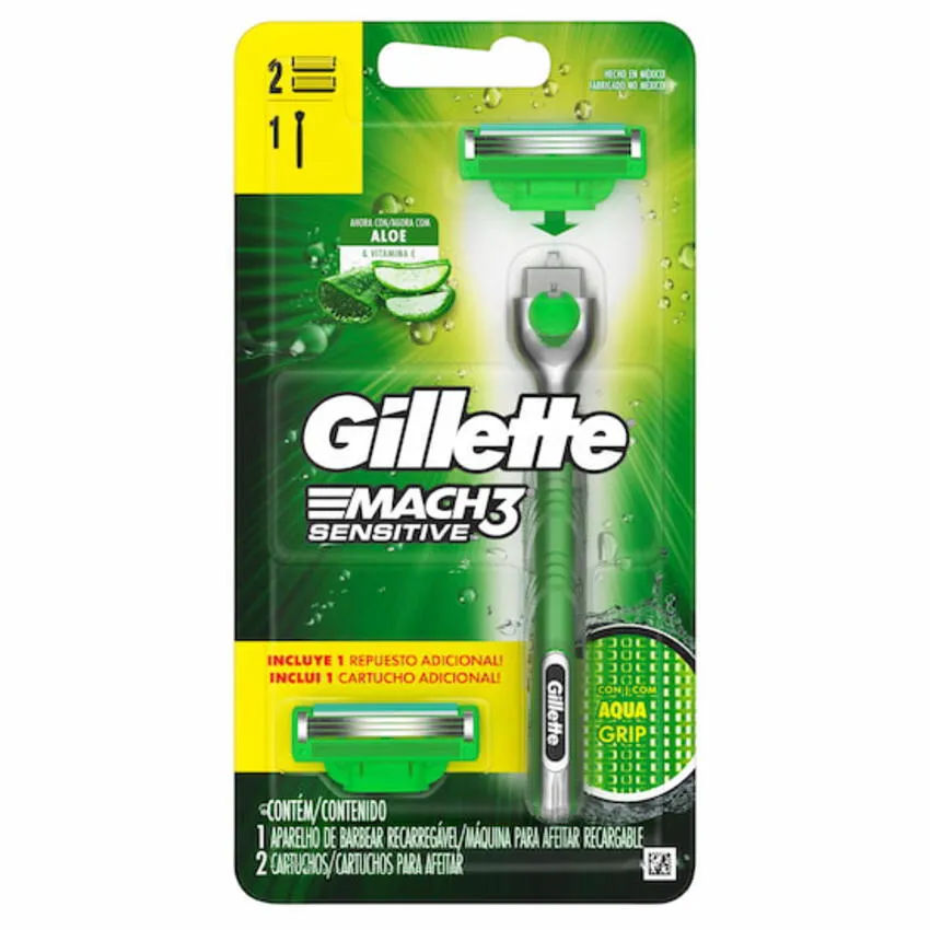 Imagen de Gillette Mach3 Sensitive AquaGrip Rastrillo recargable