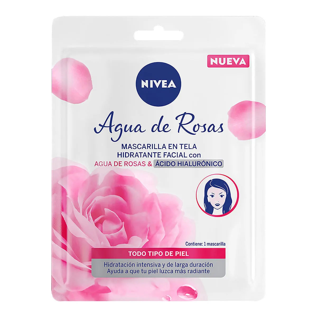Imagen de Nivea Mascarilla Facial Agua de Rosas y Ácido Hialurónico - 1 sobre