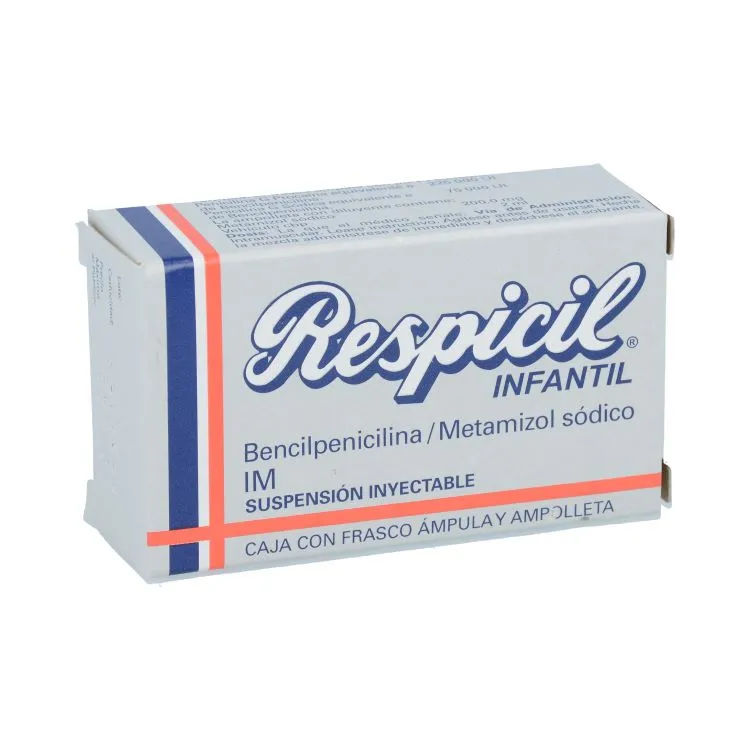 Imagen de Respicil Infantil Penicilina G Procaínica / Penicilina G Sódica / Metamizol Sódico 225,000 UI / 75,000 UI / 200 mg Solución inyectable