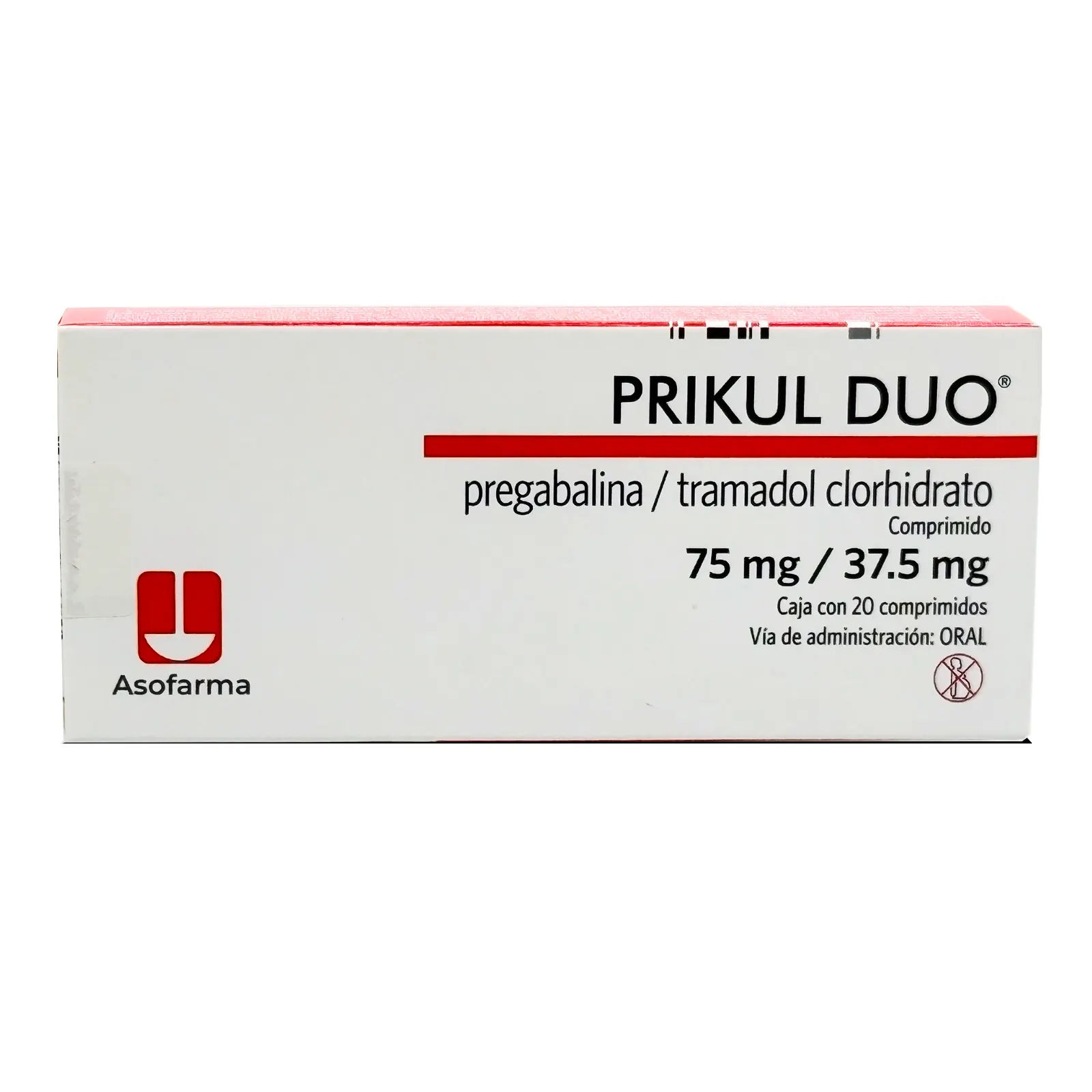 Imagen de Prikul Duo Pregabalina / Tramadol 75 mg / 37.5 mg Tableta - Asofarma