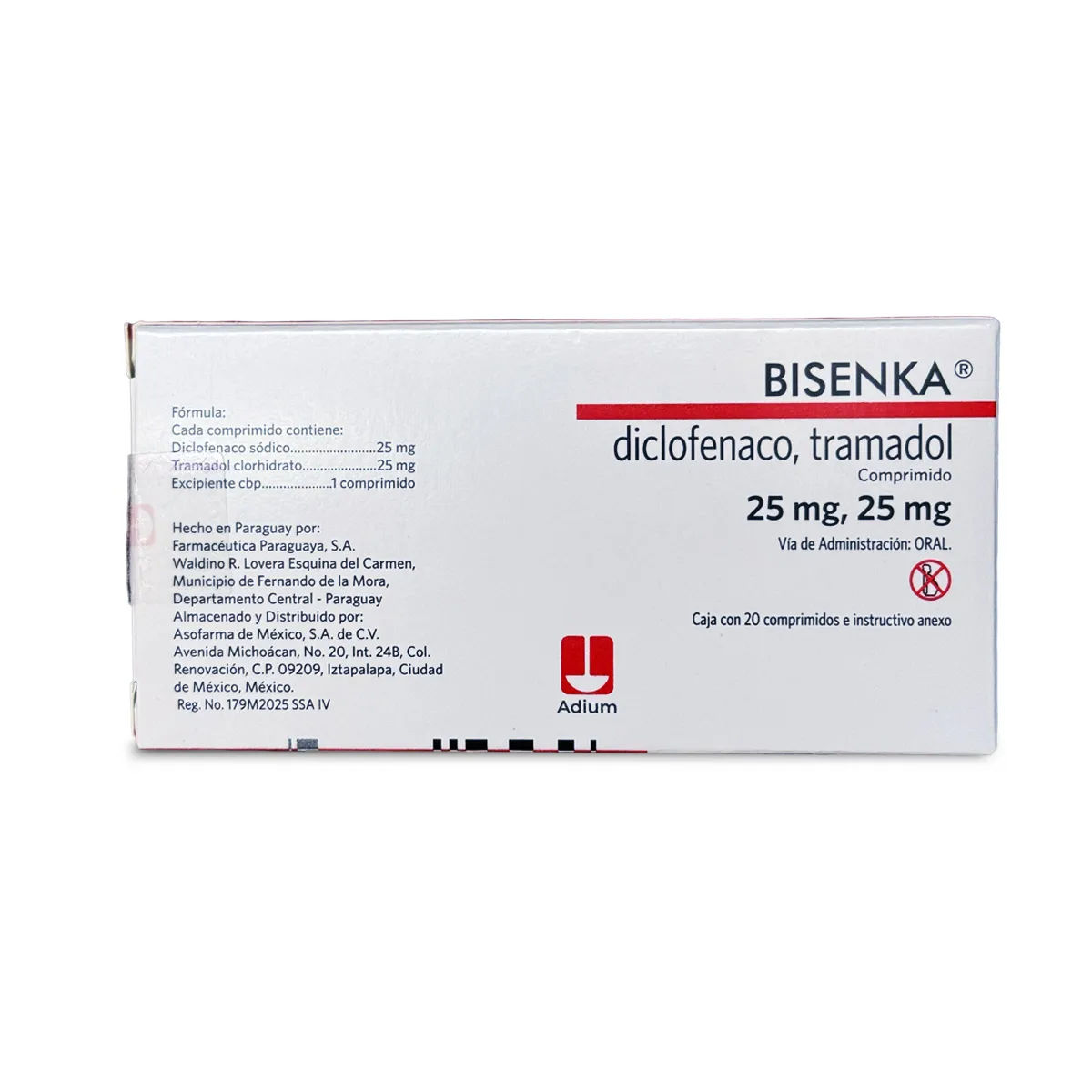 Imagen de Bisenka Diclofenaco / Tramadol 25 mg / 25 mg Tableta