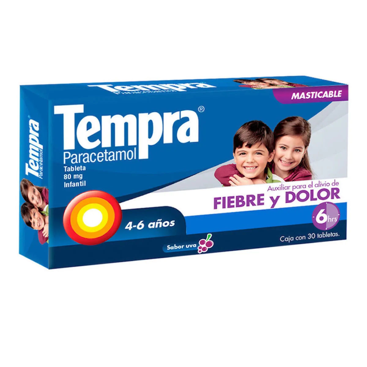 Imagen de Tempra Sabor Uva Masticable