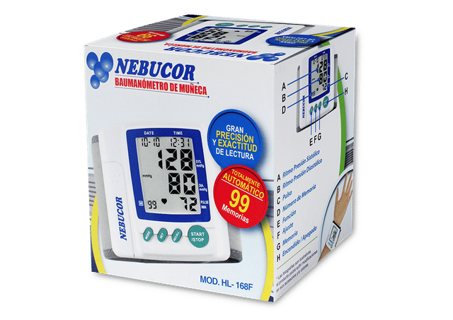 Imagen de Nebucor Baumanómetro digital de muñeca HL-168F - Monitor de presión arterial