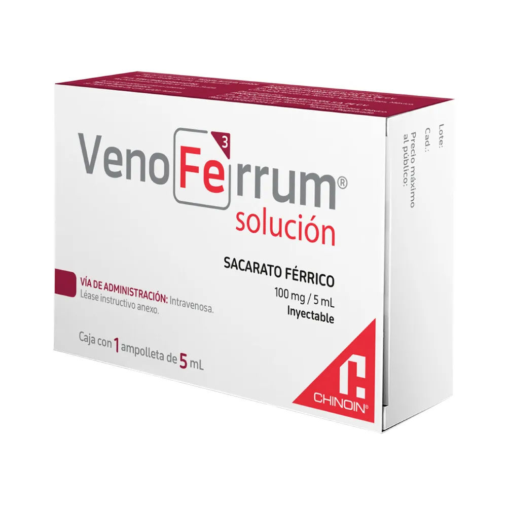 Imagen de VenoFerrum Sacarato Férrico 100 mg/5 ml Solución Inyectable - Chinoin