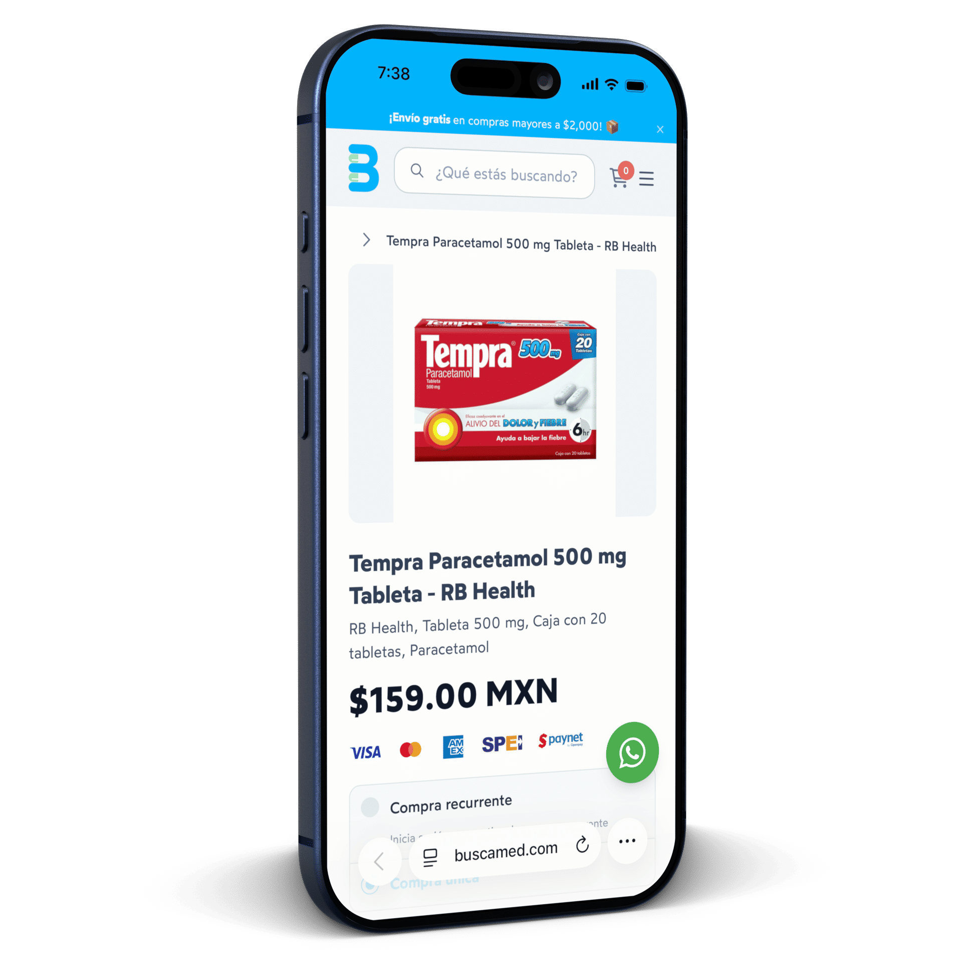 La app de BuscaMed mostrando un producto en un teléfono