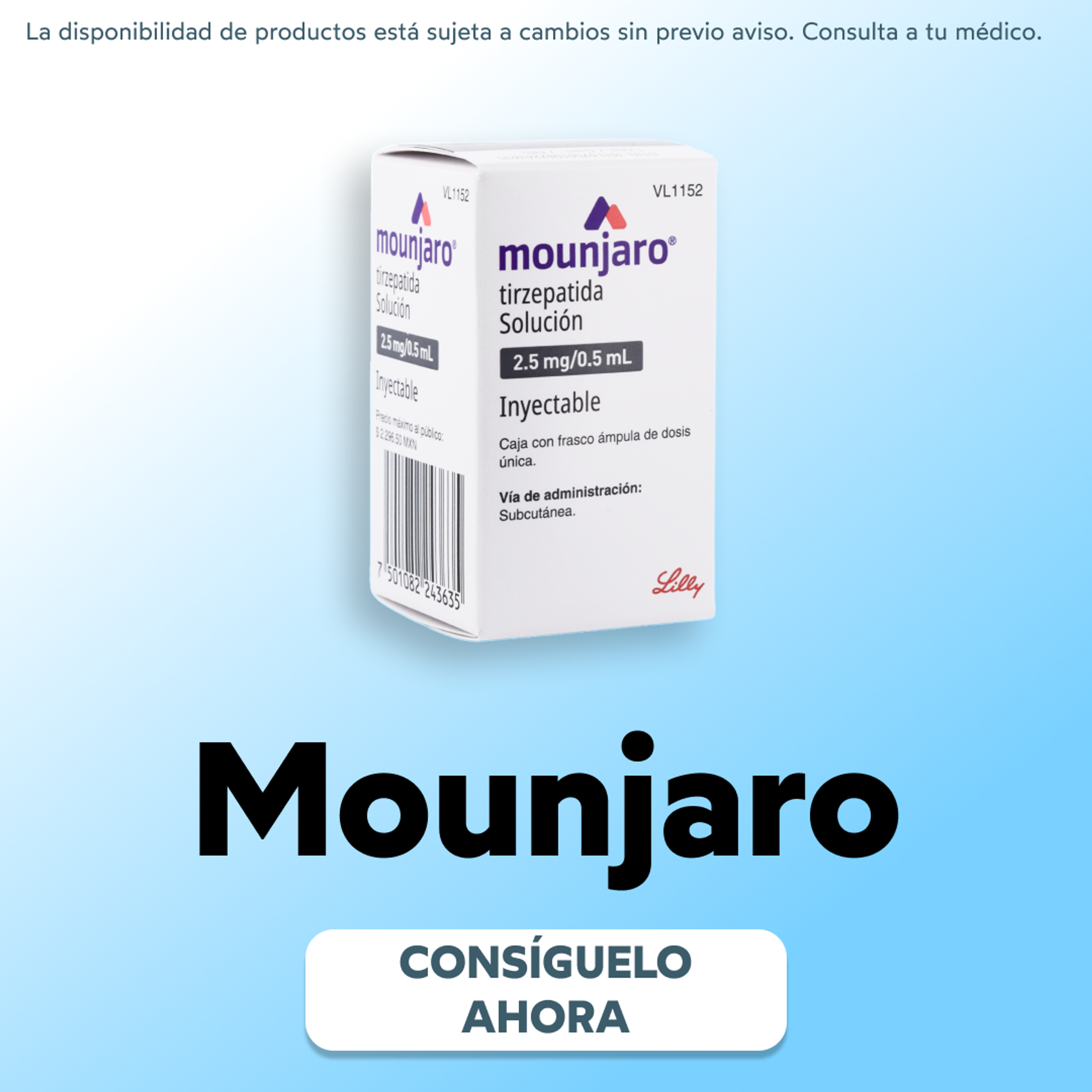 Mounjaro en México. Mounjaro disponible en BuscaMed solución inyectable 2.5mg/0.5ml y 5mg/0.5ml. Envíos a todo México. Consulta a tu médico