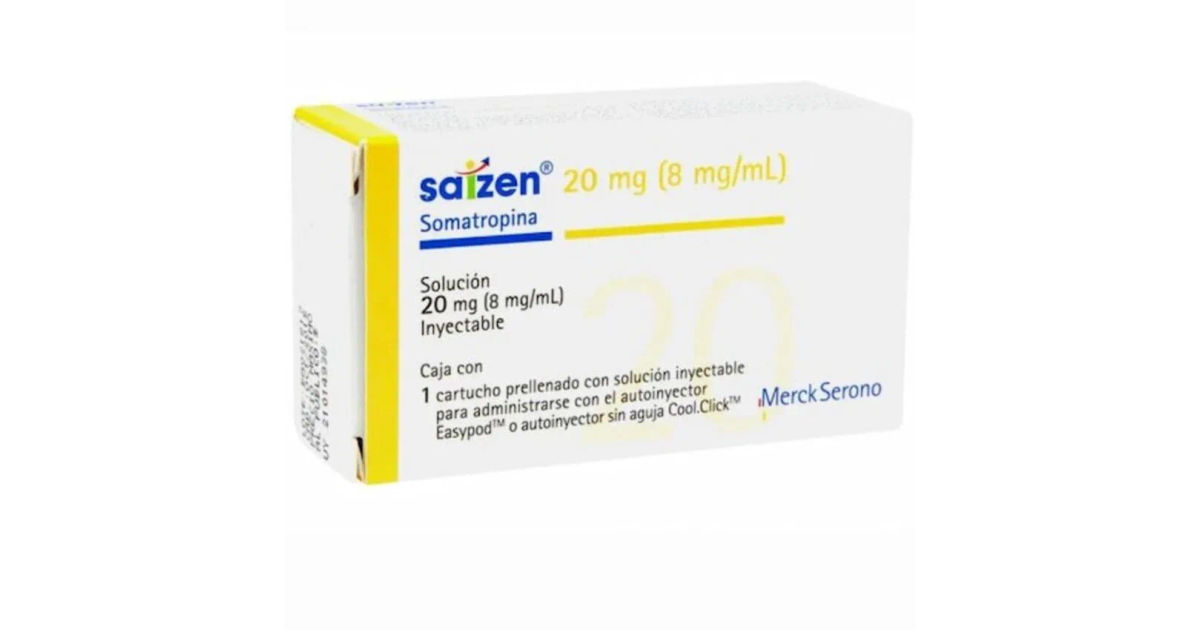 Saizen Somatropina (Merck & Co.) Solución inyectable 20 mg 2.5 mg (1 ...