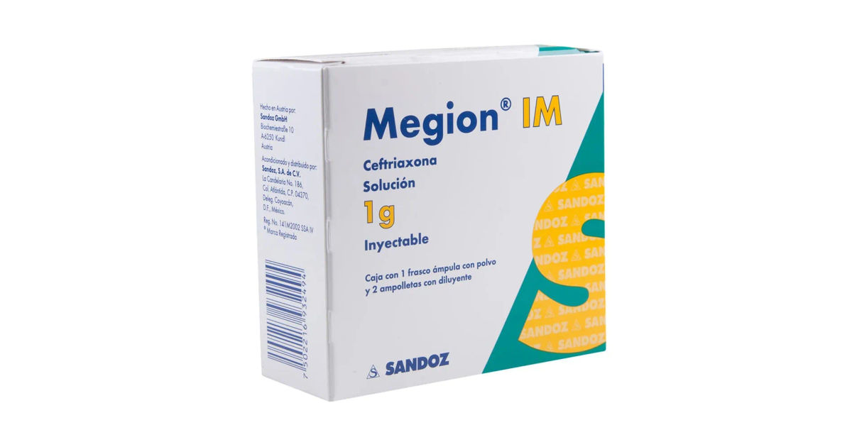 Megion IM Ceftriaxona 1 g solución inyectable 3 cajas | BuscaMed