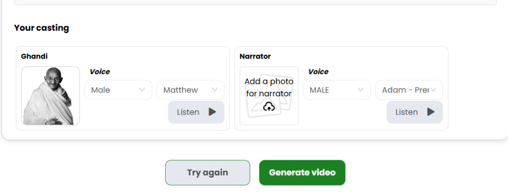 Generate video button