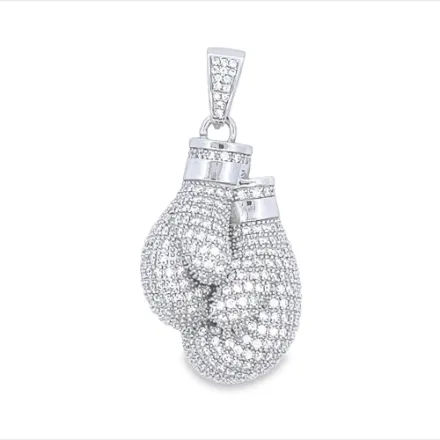 Picture of Boxing Gloves Iced Out VVS Moissanite Pendant .925 Sterling Silver