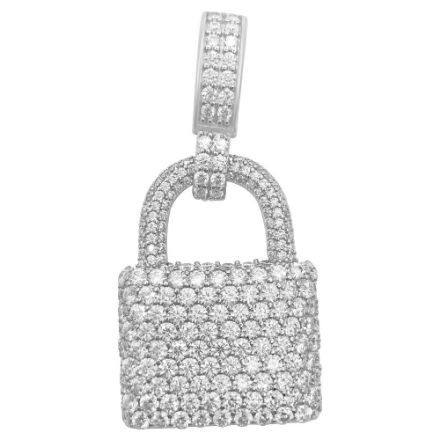 Picture of Padlock 4.00 Carat VVS Moissanite Pendant .925 Sterling Silver