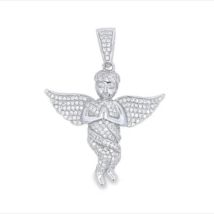 Picture of CHERUB ANGEL ICED OUT VVS MOISSANITE PENDANT .925 STERLING SILVER