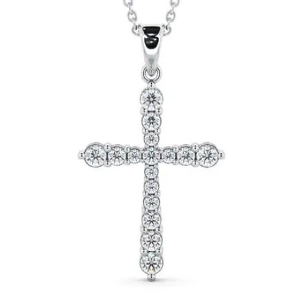 Picture of Radiant Cross Pendant Necklace - 1.00 Carat