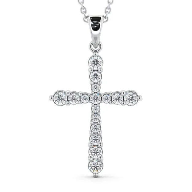 Picture of Radiant Cross Pendant Necklace - 1.00 Carat