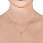 Picture of Radiant Cross Pendant Necklace - 1.00 Carat