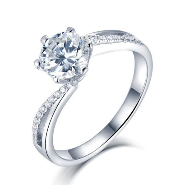 Picture of 1.00CT MOISSANITE ENGAGEMENT RING, SHOULDER SET TWIST DESIGN