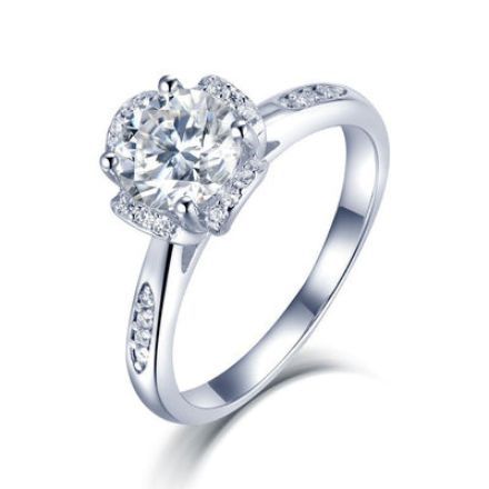 1.00CT MOISSANITE ENGAGEMENT RING, STERLING SILVER