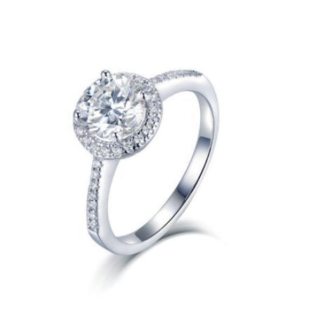 CLASSIC HALO SETTING WITH STONE SET SHOULDERS, 1.00CT ROUND CUT