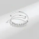 Picture of Classic Open Adjustable Anxiety Bead Ring In Sterling Silver