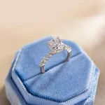 Picture of Beautiful Cushion Cut Engagement Ring in Sterling Silver with 2.0 Carat Diamond