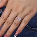 Picture of Beautiful Cushion Cut Engagement Ring in Sterling Silver with 2.0 Carat Diamond