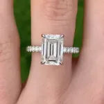 Picture of Classic Emerald Cut Women's Engagement Ring In White Gold