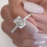 Picture of Classic Emerald Cut Women's Engagement Ring In White Gold
