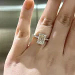 Picture of Classic Emerald Cut Women's Engagement Ring In White Gold