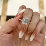 Picture of Classic Emerald Cut Women's Engagement Ring In White Gold