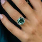 Picture of  4.5 Carat Paraiba Tourmaline Asscher Cut Three Stone Women's Engagement Ring in Sterling Silver