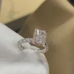 Picture of Unique Crushed Ice Radiant Cut Engagement Ring For Women In Sterling Silver