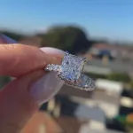 Picture of Unique Crushed Ice Radiant Cut Engagement Ring For Women In Sterling Silver