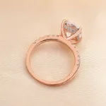 Picture of Rose Gold 3.0 Carat Cushion Cut White Sapphire Women's Engagement Ring