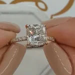 Picture of Rose Gold 3.0 Carat Cushion Cut White Sapphire Women's Engagement Ring