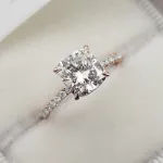 Picture of Rose Gold 3.0 Carat Cushion Cut White Sapphire Women's Engagement Ring