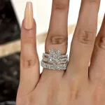 Picture of Gorgeous Cushion Cut 3PC Wedding Ring Set In Sterling Silver