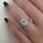 Picture of Exquisite 2.0 Carat Cushion Cut Women's Wedding Ring Set In Sterling Silver