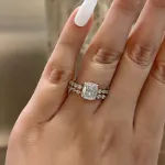 Picture of Exquisite 2.0 Carat Cushion Cut Women's Wedding Ring Set In Sterling Silver