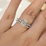 Picture of Exquisite 2.0 Carat Cushion Cut Women's Wedding Ring Set In Sterling Silver